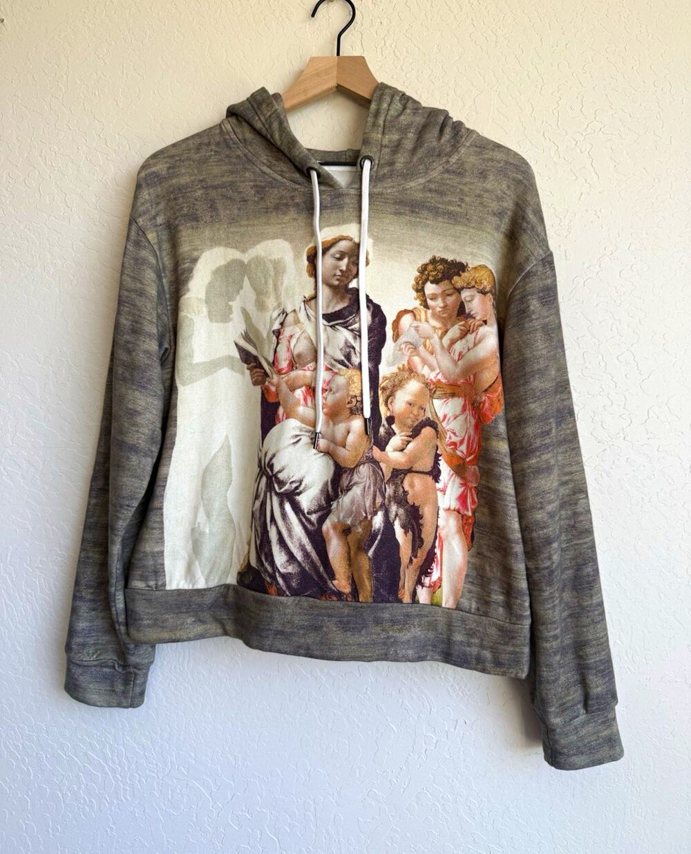 Alice + Olivia Barron Madonna Child Hoodie Womens Medium Boxy Oversized Graphic
